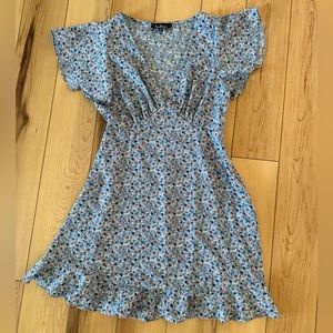 Lulus Poet's Dream Blue Floral Print Mini Dress
